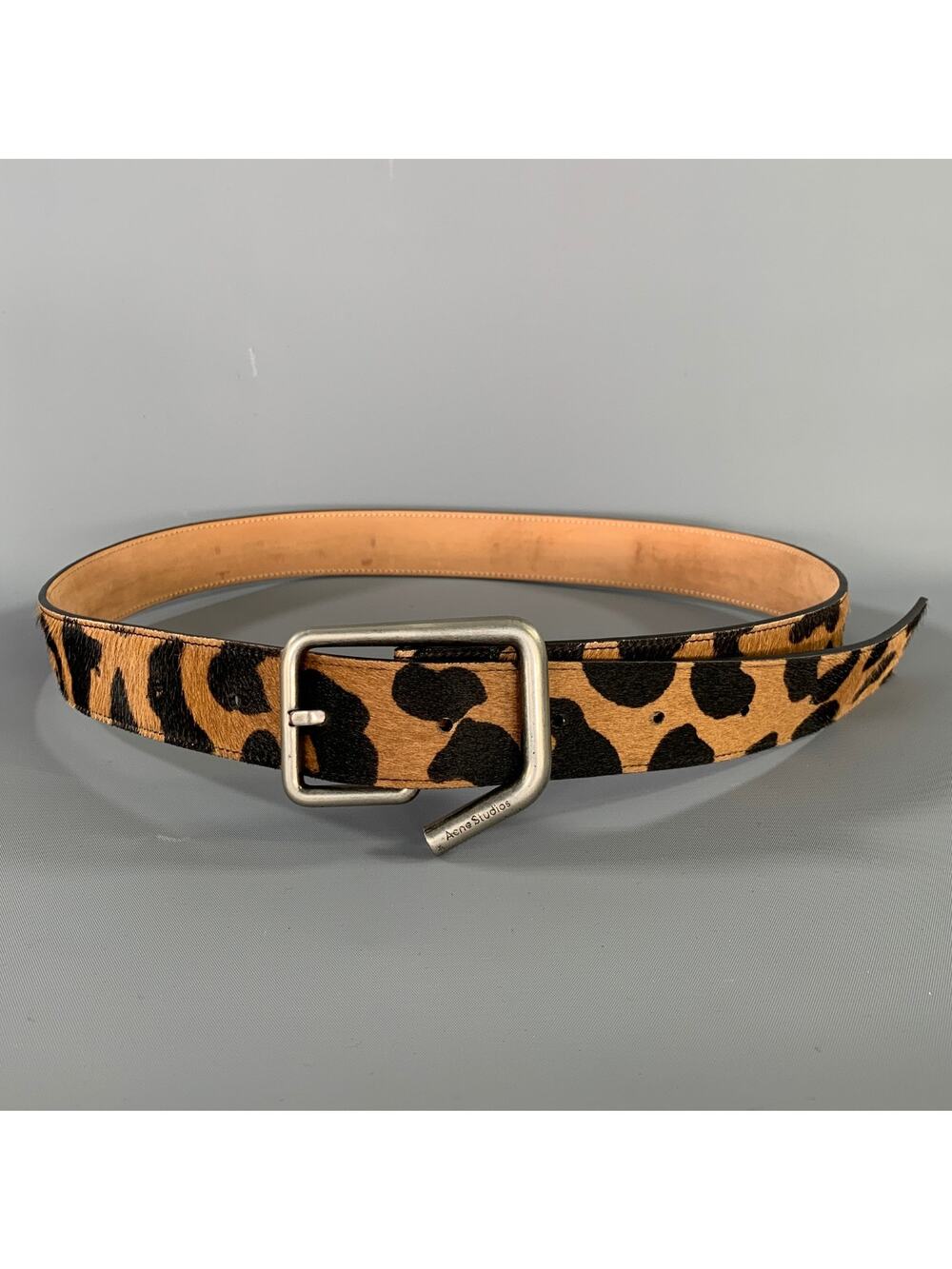 ACNE STUDIOS Brown Black Leopard Pony Leather Belt